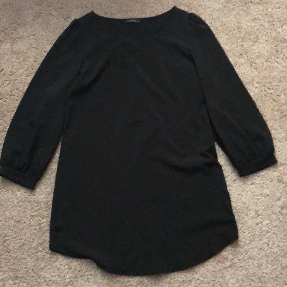 Simple, Long Sleeve Black Dress